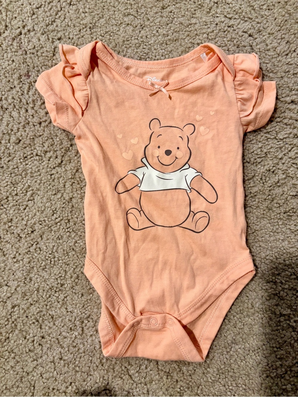 Disney Peach Winnie the Pooh Ruffle Sleeve One-Piece - Picture 1 of 3